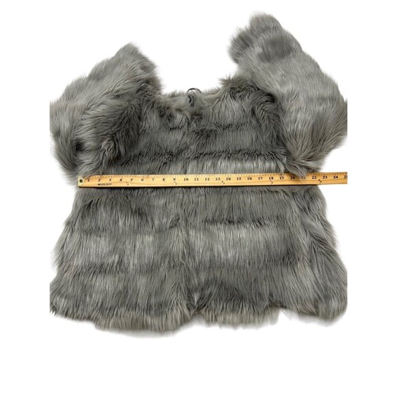 H & M Faux Fur Jacket Gray Coat Lined Womens L - Picture 6 of 13